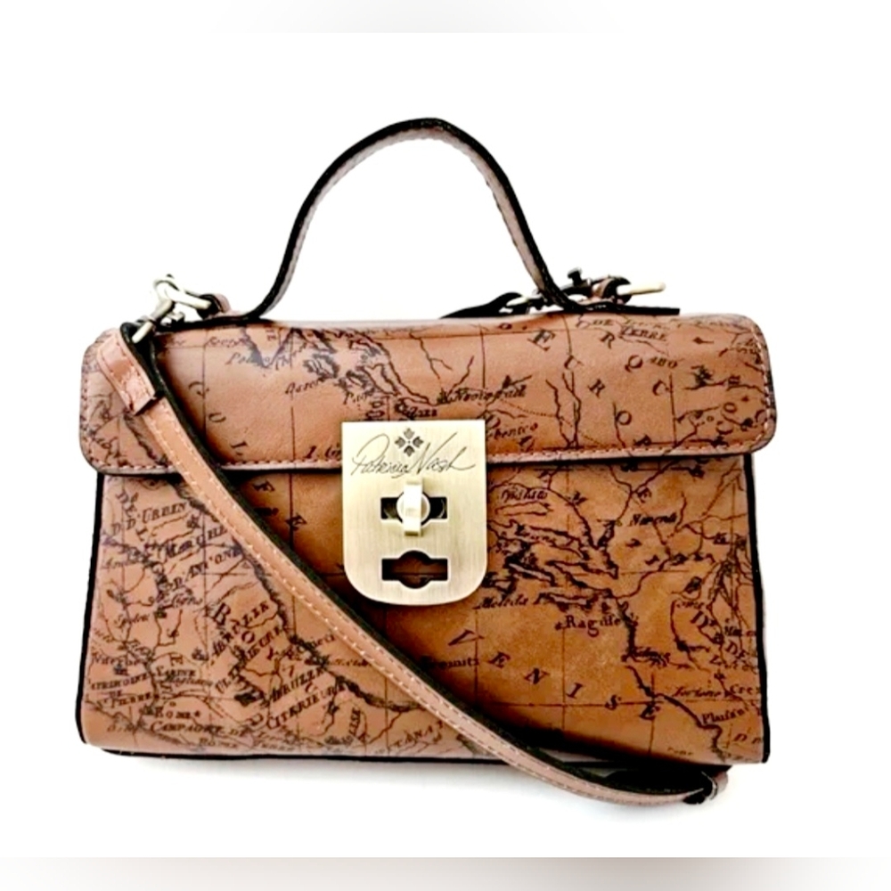 Patricia Nash Signature Map Carisbrooke Riot Rust Satchel - Picture 2 of 7